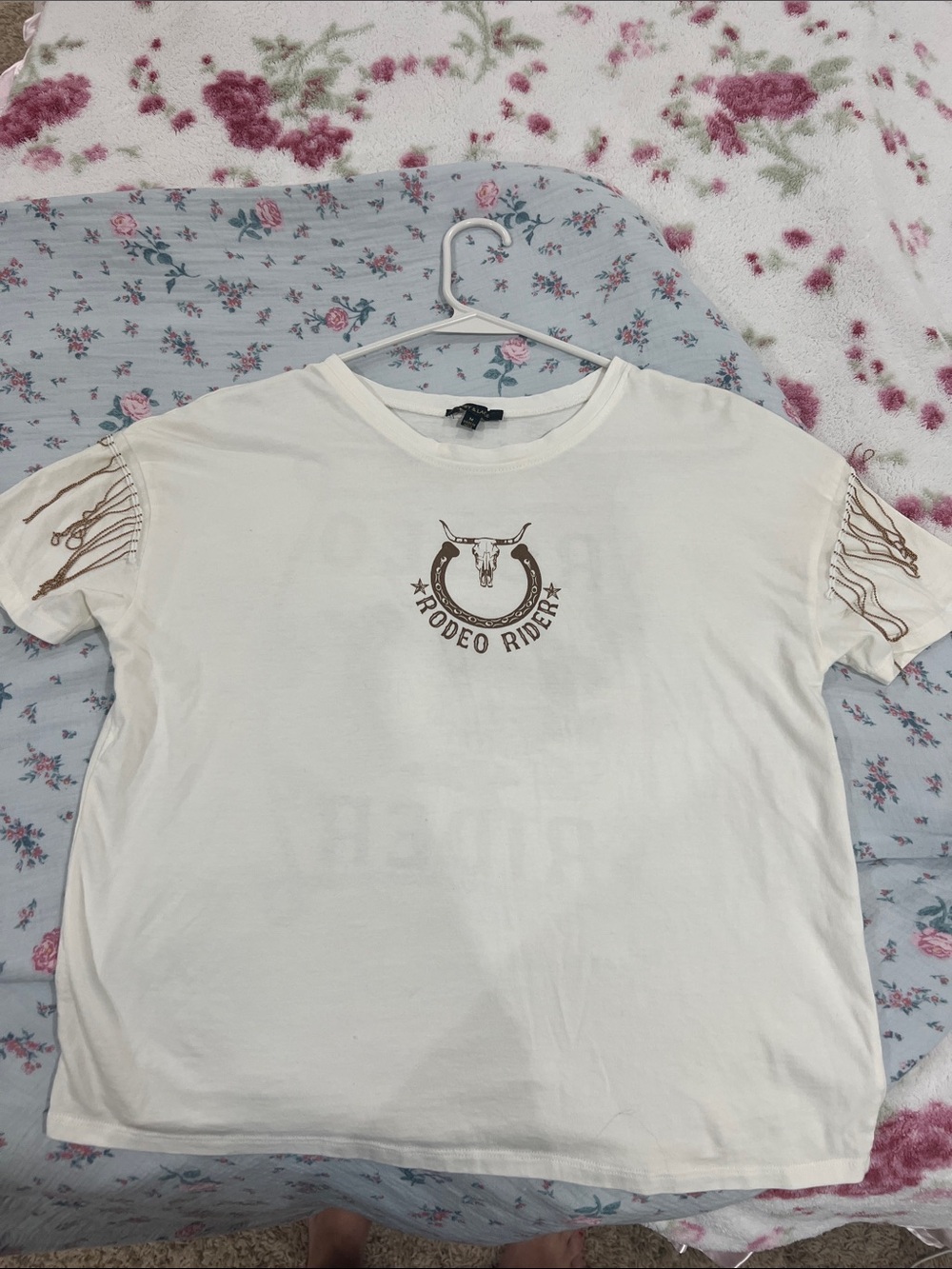 Women’s Cream Short Sleeve Graphic Tee with Rodeo Motif